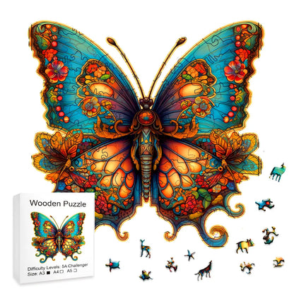 Stained Glass Butterfly - Wooden Jigsaw Puzzle