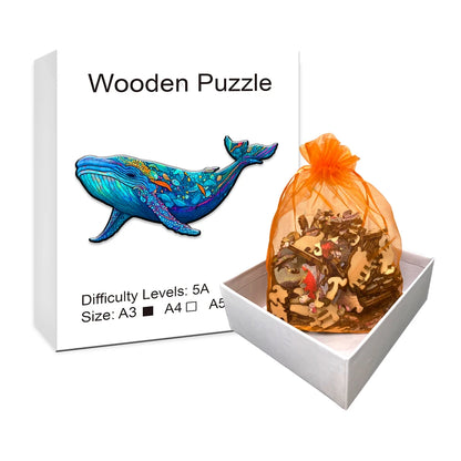 Colorful Whale - Wooden Jigsaw Puzzle