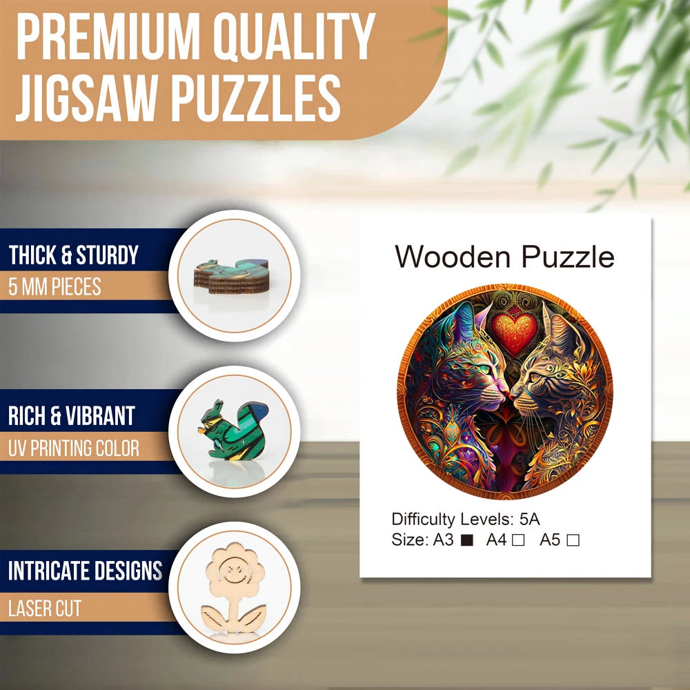 Cats In Love - Wooden Jigsaw Puzzle