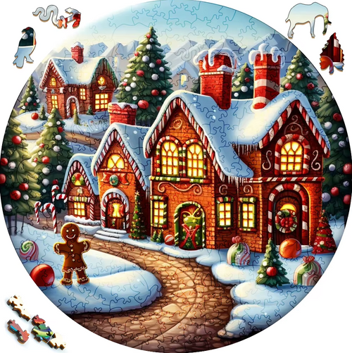 Christmas Cottage - Wooden Jigsaw Puzzle