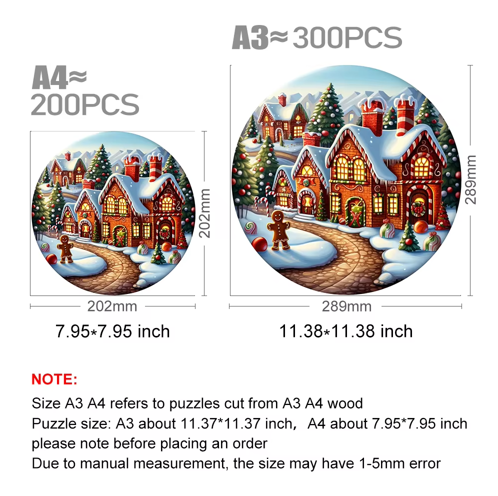 Christmas Cottage - Wooden Jigsaw Puzzle