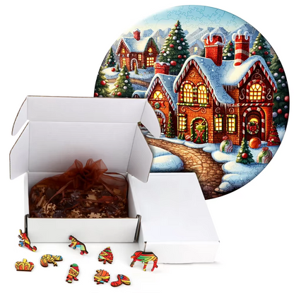 Christmas Cottage - Wooden Jigsaw Puzzle