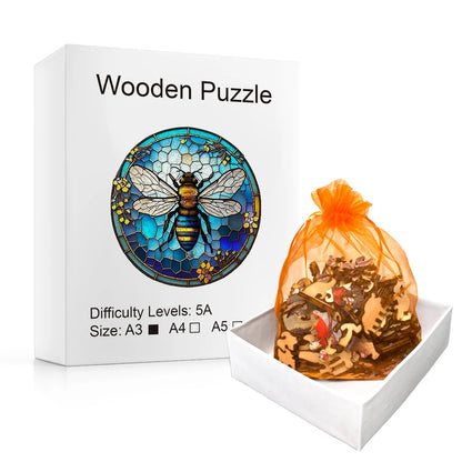 Stained Glass Bee - Wooden Jigsaw Puzzle