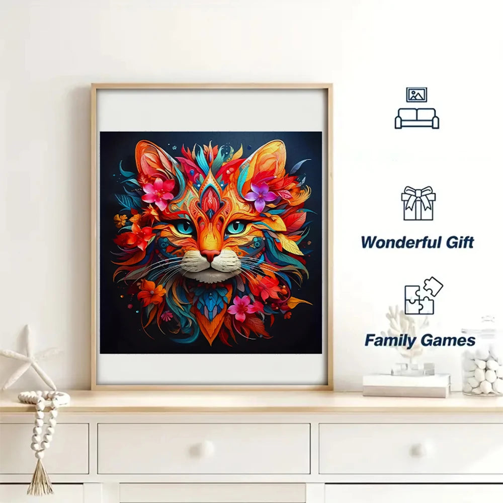 Beautiful Flower Cat - Wooden Jigsaw Puzzle