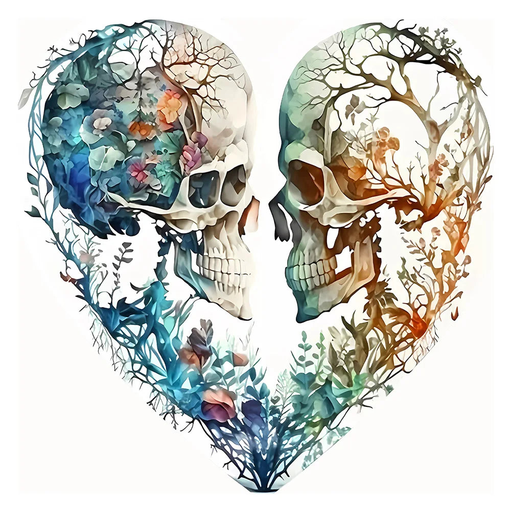 Skull Heart Shaped - Wooden Jigsaw Puzzle