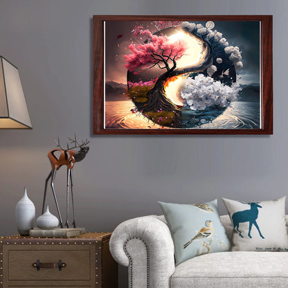 Yin Yang Sun, Moon, Tree Of Life - Wooden Jigsaw Puzzle