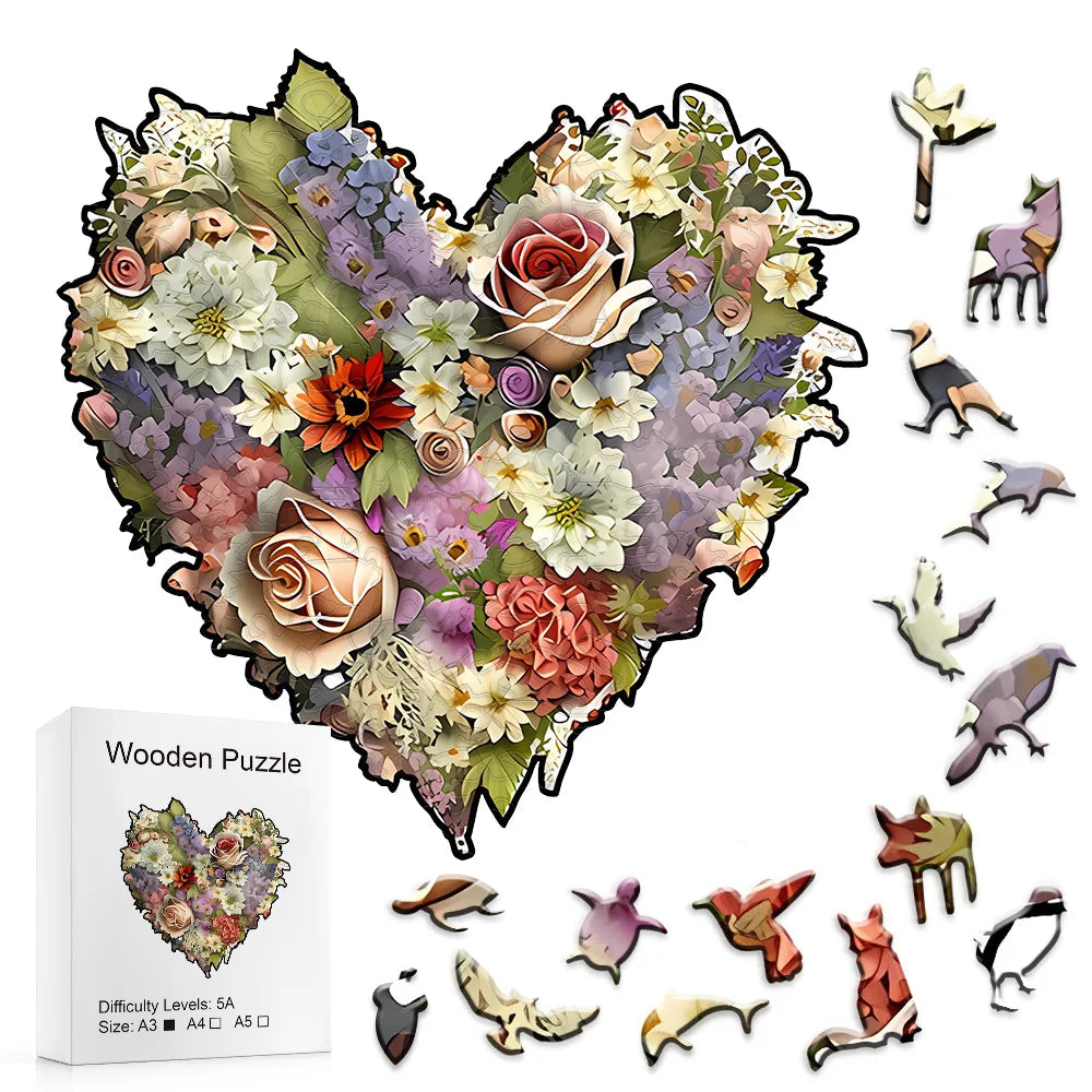 Blooming Heart - Wooden Jigsaw Puzzle