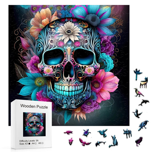 Flower Skull - Wooden Jigsaw Puzzle