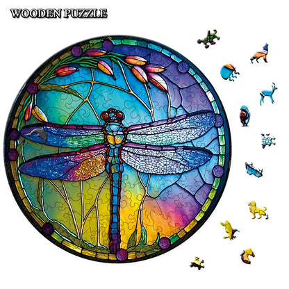 Cool Window Dragonfly - Wooden Jigsaw Puzzle