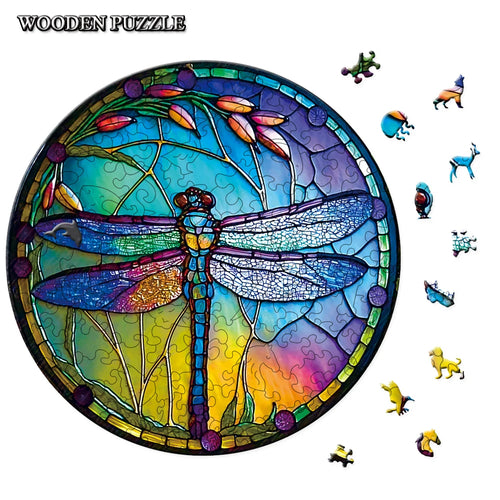 Cool Window Dragonfly - Wooden Jigsaw Puzzle