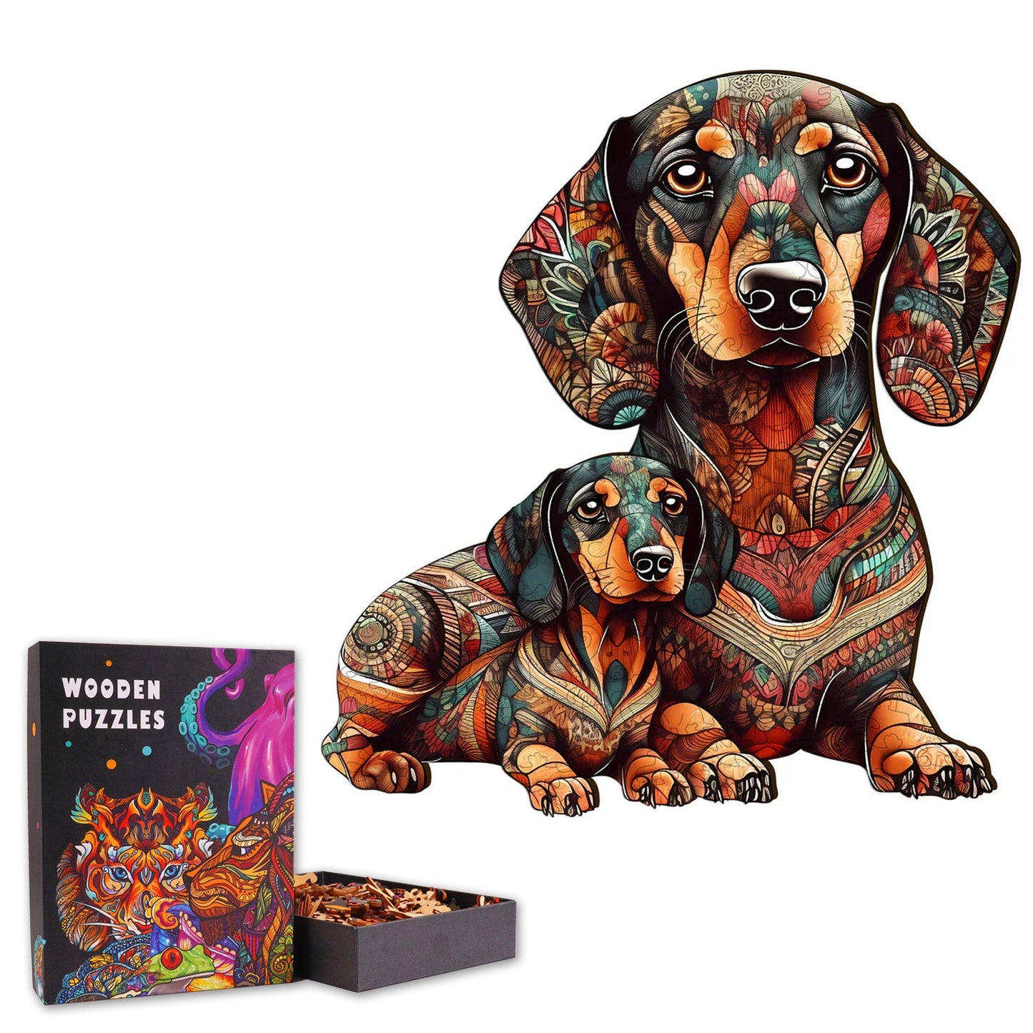 Sitting Dachshunds - Wooden Jigsaw Puzzle