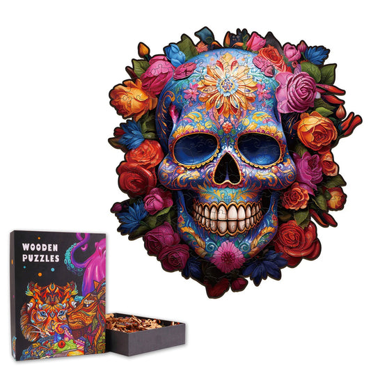 Skull and Flowers - Wooden Jigsaw Puzzle