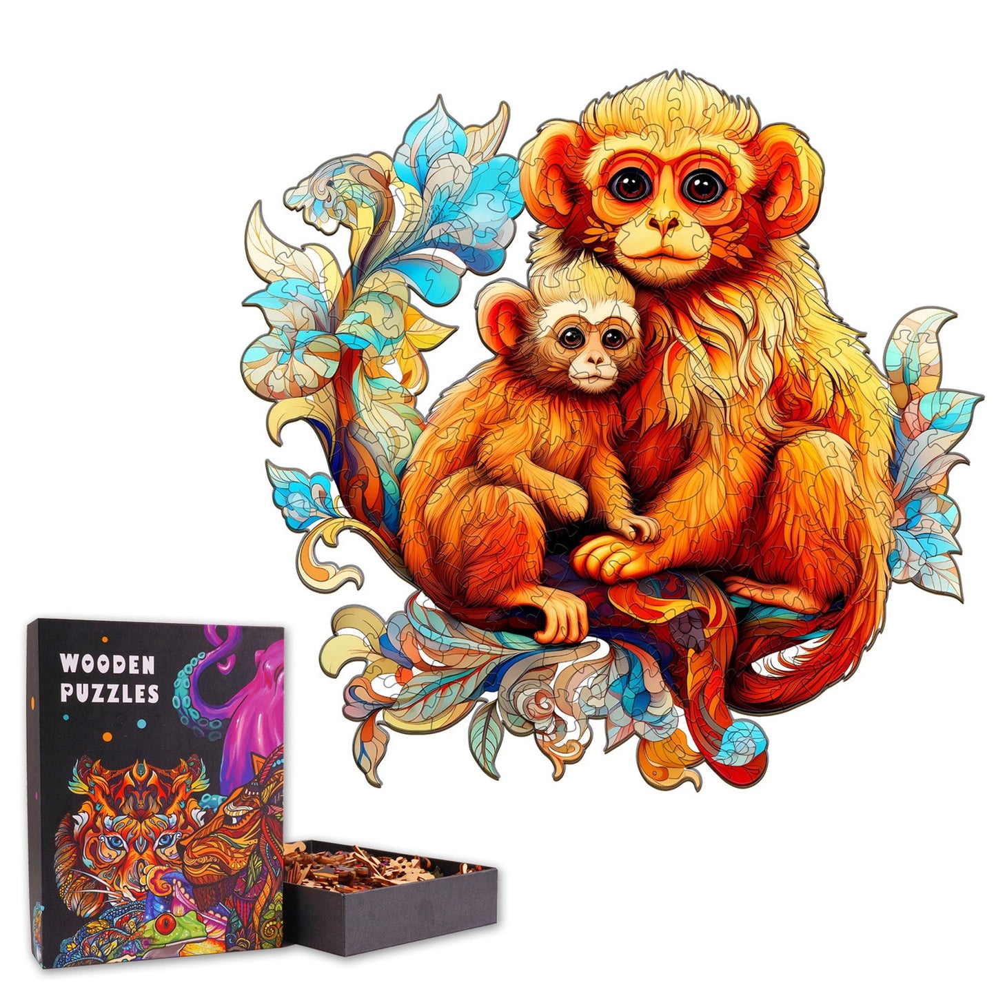 Snub-nosed Monkey Family - Wooden Jigsaw Puzzle