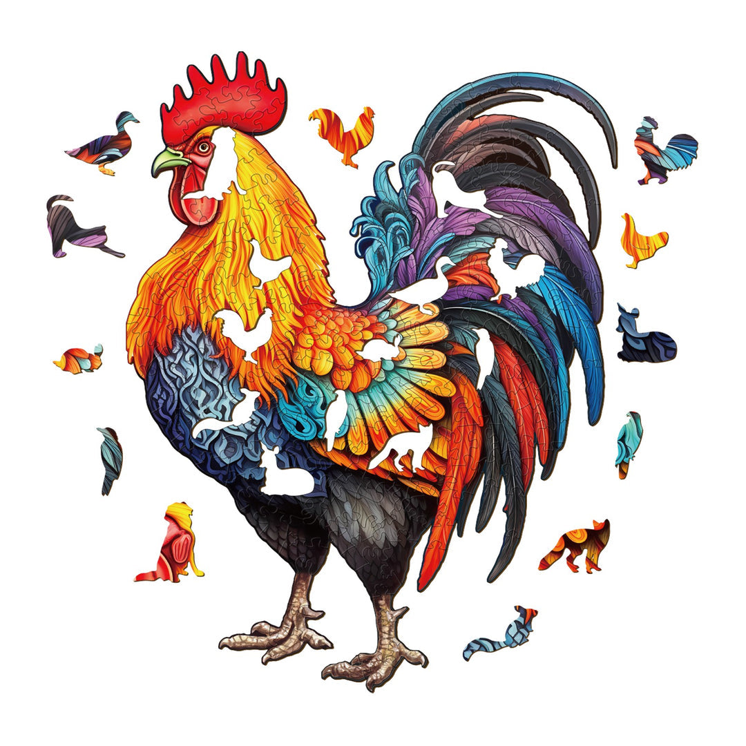 Spirited Rooster - Wooden Jigsaw Puzzle