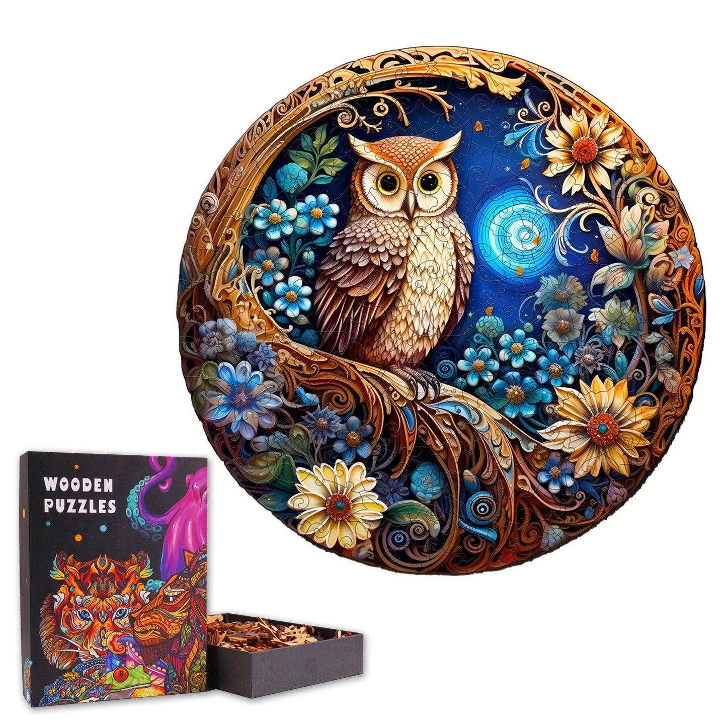 Starry Night Owl - Wooden Jigsaw Puzzle