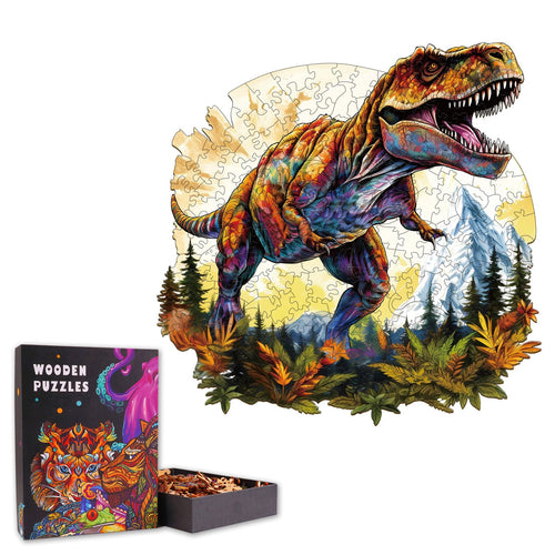 T. rex at Sunset - Wooden Jigsaw Puzzle