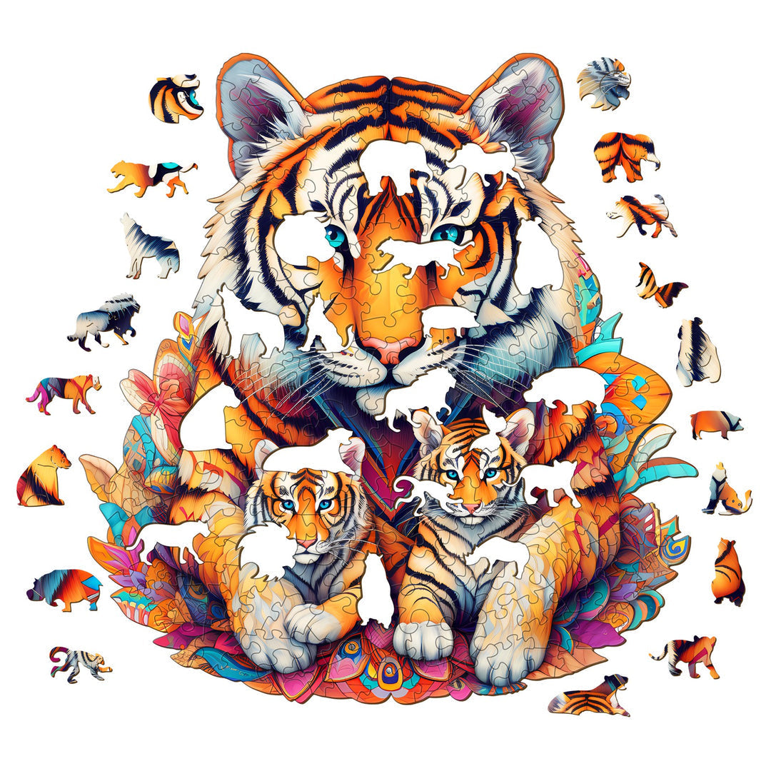 Tiger Family - Wooden Jigsaw Puzzle