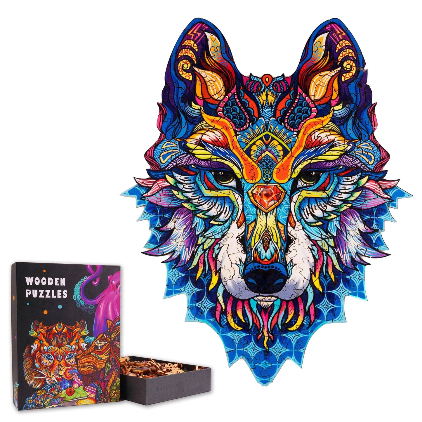 Colorful Wolf - Wooden Jigsaw Puzzle