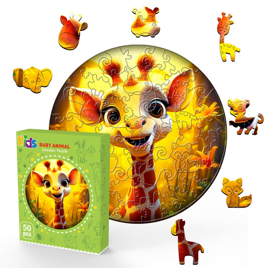 Wooden Jigsaw Puzzle for Kids - Cute Giraffe