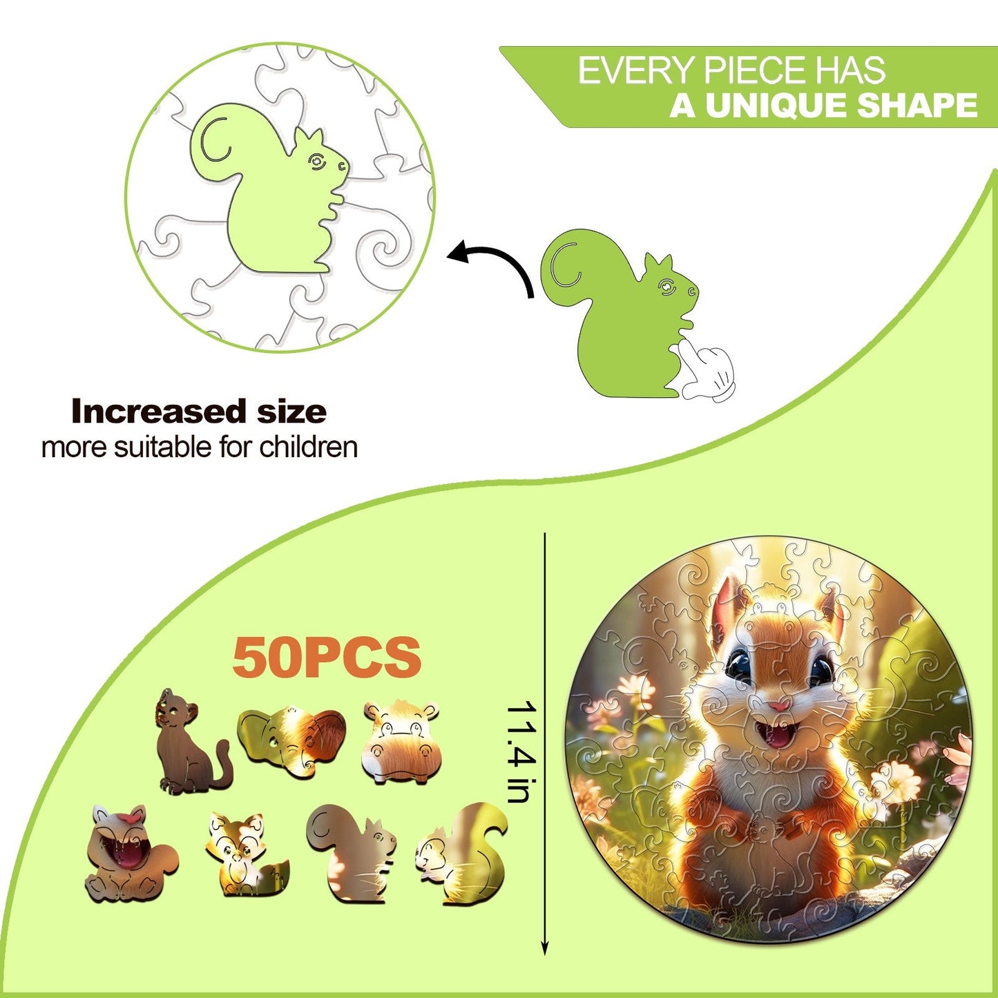 Wooden Jigsaw Puzzle for Kids - Cute Squirrel