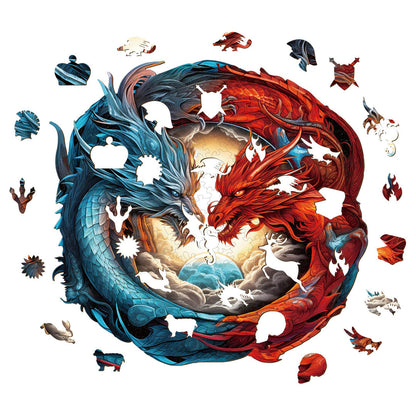 Yin-Yang Dragon - Wooden Jigsaw Puzzle